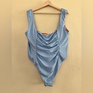 NEW | J. CREW | Ruched Squareneck One Piece Swimsuit- Light Blue - Size 22